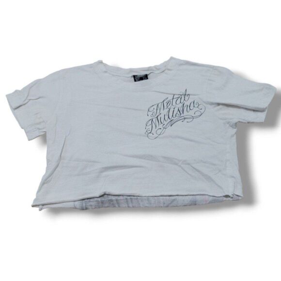 Metal Mulisha Top Size Small SM Cut Off Crop Top Baby Tee Graphic Print T-Shirt - Picture 1 of 7